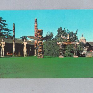 Vintage Postcard - Thunderbird Park Totem Poles Victoria - Wright Everytime